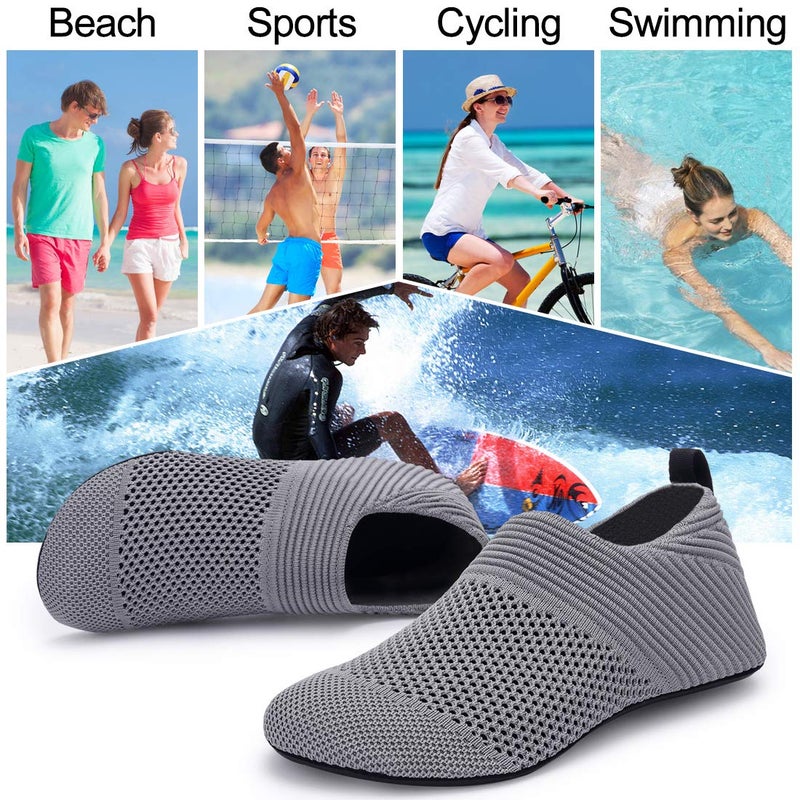 ANLUKE Womens Water Shoes Barefoot Beach Pool Shoes Quick-Dry Aqua Yoga Socks for Surf Swim Water Sport (40/41, KGrey) - Image 4